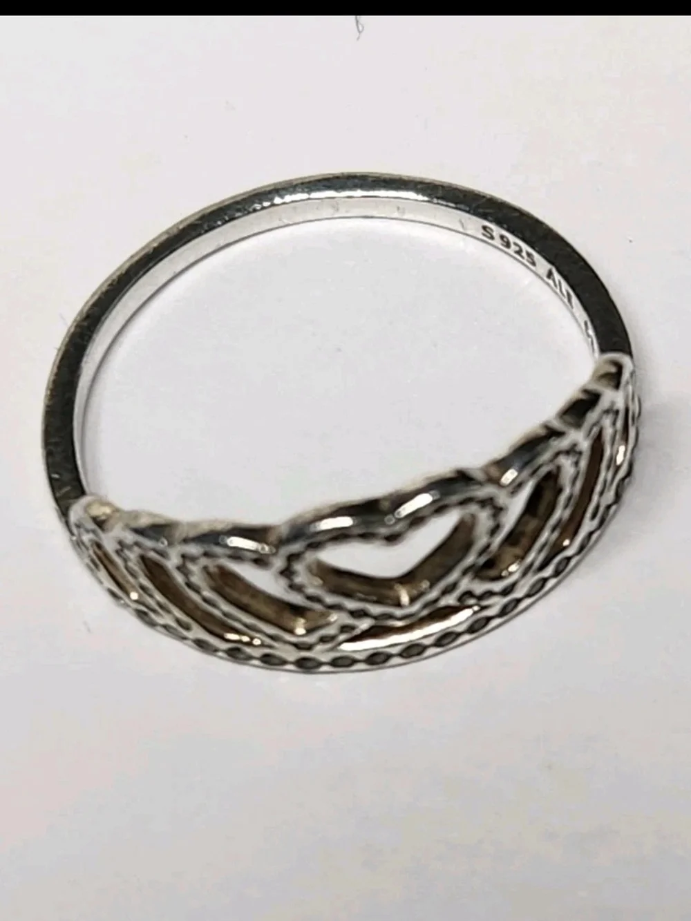 Pandora Delicate Sparkling Heart Tiara .925 ALE Sterling Silver Ring Size 8.5